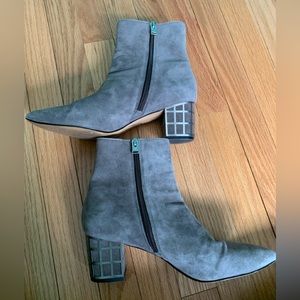 Gray BRIAN ATWOOD Kallie Metal Cage Booties, size 8